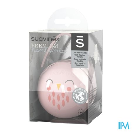 Suavinex Bonhomia Duo Soother Holder Owl Pink 1