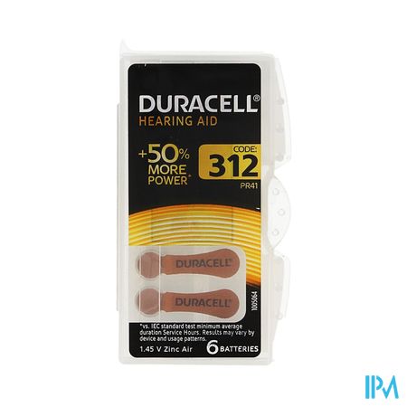 Duracell Easytab Pile Auditive Da312 6 Brun