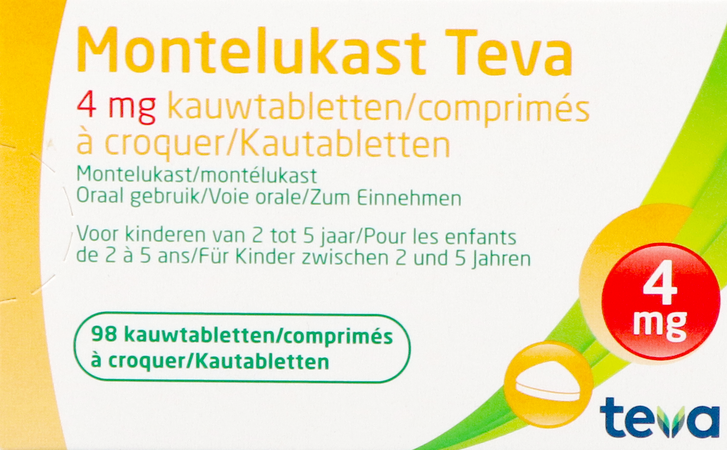 Montelukast Teva 4mg Kauwtabletten 98 X 4mg 2