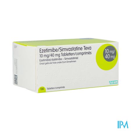 Ezetimibe Simvastatine Teva 10mg/40mg Comp 100