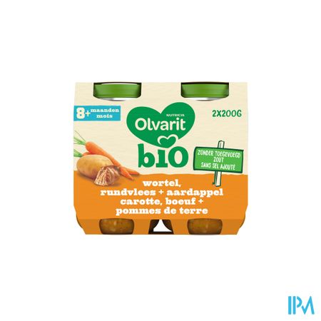 Olvarit Bio Carotte Boeuf Pomme De Terre 8m 2x200g