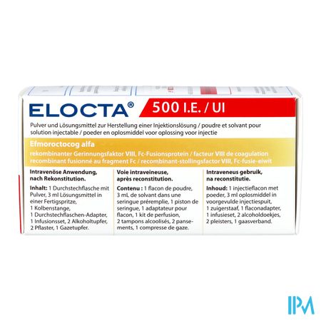 Elocta 500ui Pdr+solv Pour Sol Inj 1 1