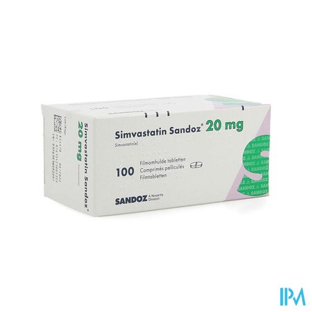 Simvastatin Sandoz 20mg Comp 100 Alu/pvc