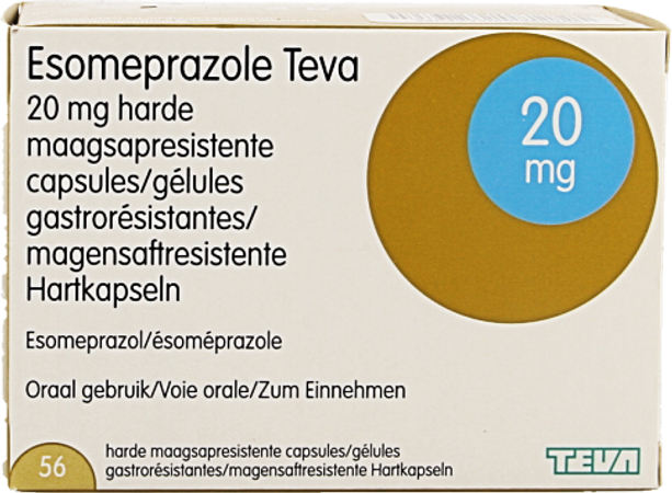 Esomeprazole Teva Caps Harde Maagsapres Bl 56x20mg 3