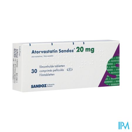 Atorvastatin 20mg Sandoz Filmomh Tabl 30 Alu/alu