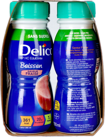 Delical Melkdrank Z/suiker Aardbei 4x200ml 5