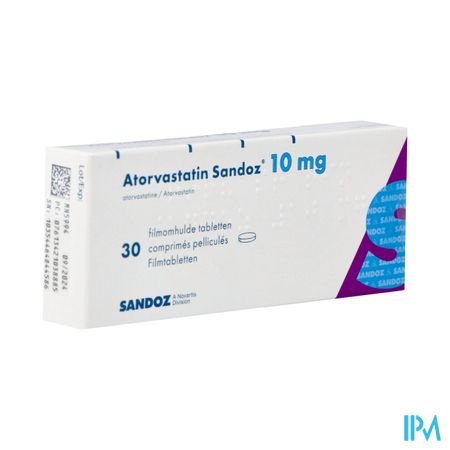 Atorvastatin 10mg Sandoz Filmomh Tabl 30