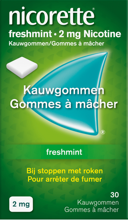 Nicorette Freshmint Kauwgom Suikervrij 30x2mg 2