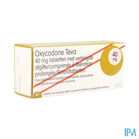 Oxycodone Teva 40mg Verlengde Afgifte Comp 60