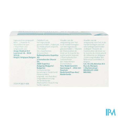Atomoxetine Arega 25mg Harde Caps 28 Pip 1