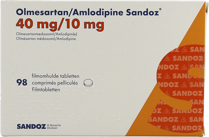 Olmesartan Amlodipine Sandoz 40/10mg Comp Pell 98 1