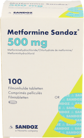 Metformine Sandoz 500mg Comp Pell Pot 100x500mg 3