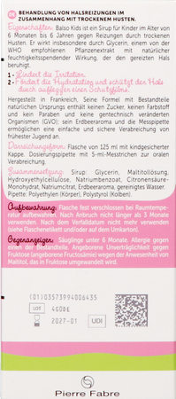 Balso Kids Sirop Toux S/sucre 125ml + Pipette Nf 4