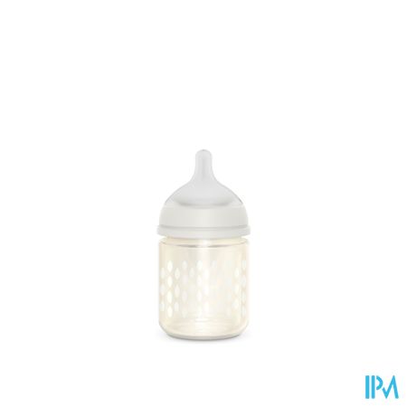 Suavinex Bonhomia Bottleglas Sili.feath.beige120ml 1
