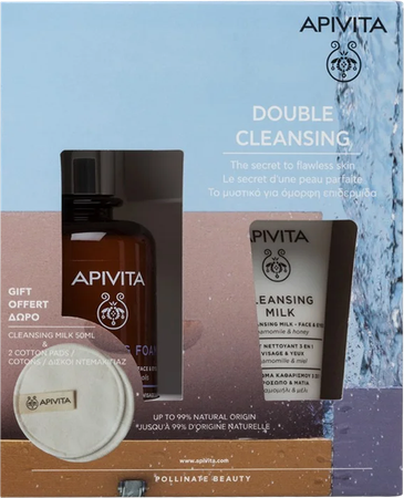 Apivita Cleansing Foam 200ml + Milk 50ml + Pad 2 1