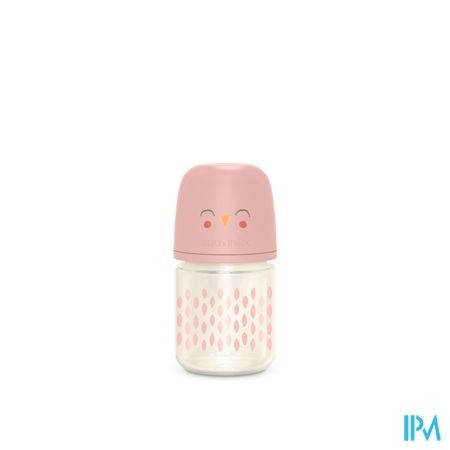 Suavinex Bonhomia Bottleglas Sili.featherpink120ml 3