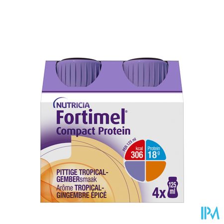 Fortimel Compact Protein Pittige Tropical-gember Flesjes 4x125 ml