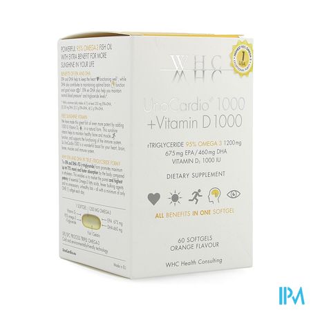 Unocardio 1000 + Vit D 1000 Softgels 60