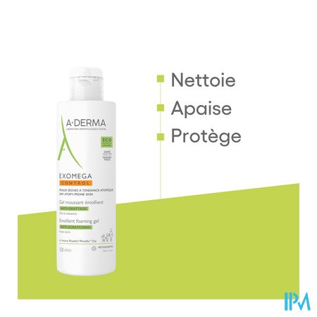 Aderma Exomega Control Emolierend Gel Schuim.500ml 9