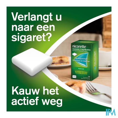 Nicorette Freshmint Kauwgom Suikervrij 105x4mg