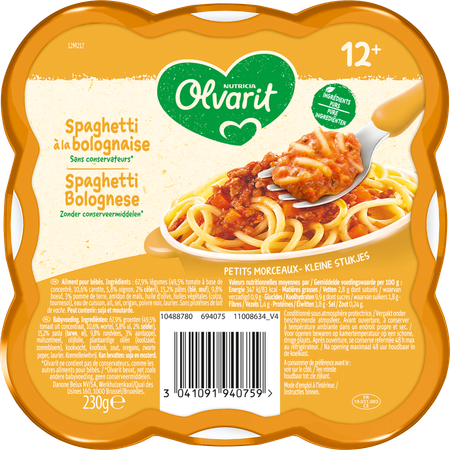 Olvarit Schotel 12m+ Spaghetti Bolognese 1x230gr 2