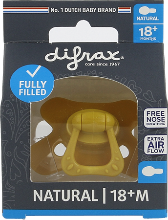 Difrax Fopspeen Natural 18m+ Uni/pure Geel/honey 1