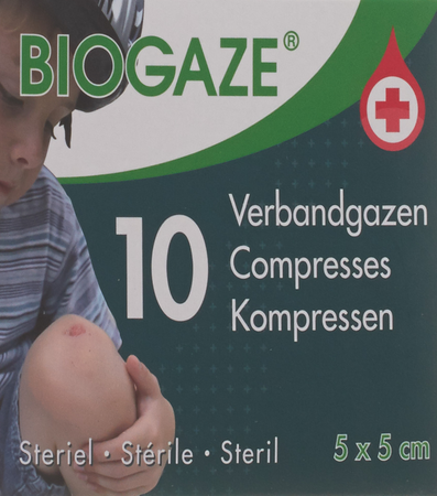 Biogaze 10 Verbandgazen 5 x 5 cm 2