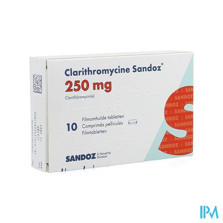 Clarithromycine Sandoz 250mg Filmomh Tabl 10