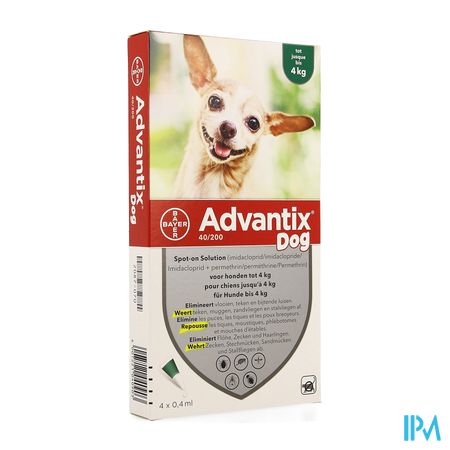 Advantix 40/ 200 Chiens < 4kg Fl 4x0,4ml