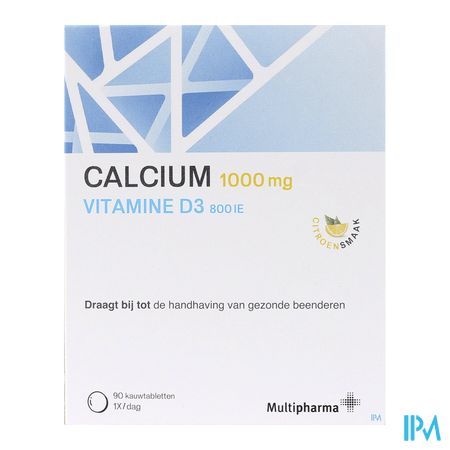 Multipharma Calcium D3 1000mg/800ui Kauwtabl 90