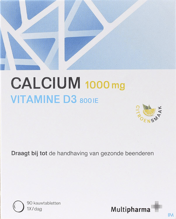 Multipharma Calcium D3 1000mg/800ui Kauwtabl 90