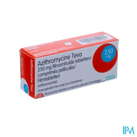 Azithromycine 250mg Teva Comp Pell 12x250 mg 1