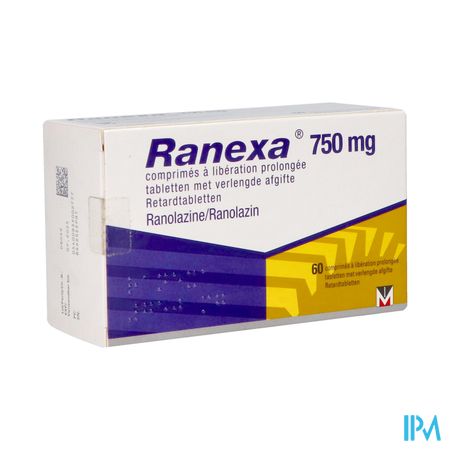 Ranexa 750mg Verlengde Afgifte Tabl 60