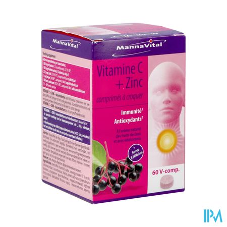 Mannavita Vitamine C + Zinc Comp A Croquer 60