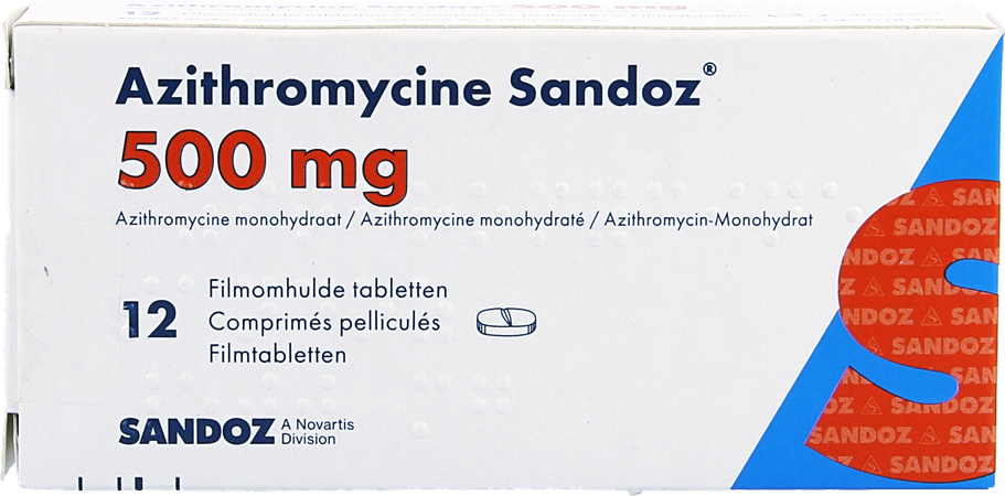 Azithromycine 500mg Sandoz Tabl Omhulde 12x500 mg 3