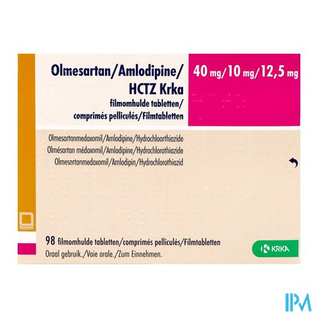 Olmesartan/amlodipine/hctz Krka 40/10/12,5 Comp 98 1