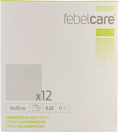 Febelcare Med1 Steriele Gaaskompres 10x10,0cm 12x1 3