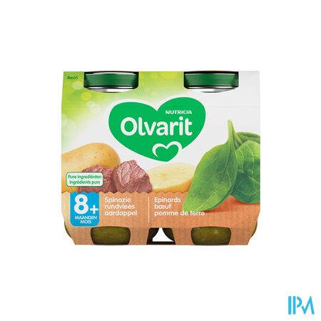 Olvarit Spinazie Rundvlees Aardappel 2x200g 8m05