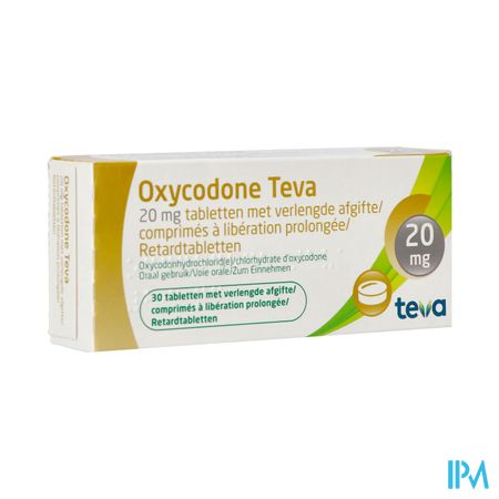 Oxycodone Teva 20mg Verlengde Afgifte Comp 30