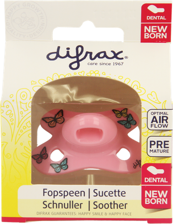 Difrax Fopspeen Newborn Dental Sil Girl-2/2m 1 796 9