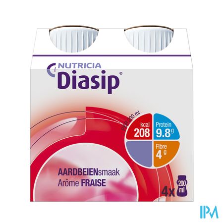 Diasip Aardbei Fles 4x200ml 1