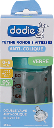 Dodie Zuigfles Glas Initiatie+ Groene Vogels 150ml 1