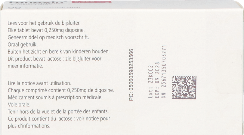 Lanoxin 0,250mg Tabl 90 5