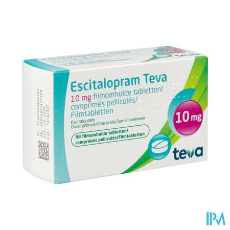 Escitalopram 10mg Teva Comp Pell 98 X 10mg