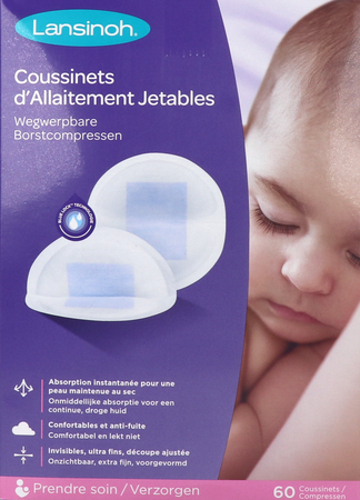 Lansinoh Wegwerpb.borstkompressen Blue Lock Core60 4