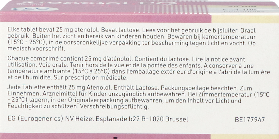 Atenolol EG Comp 100X 25Mg 3