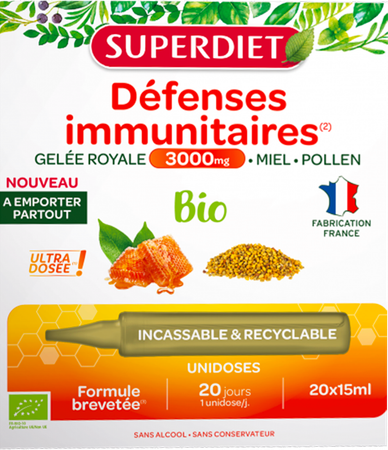Superdiet Unidose Koningin.gelei 3000 Bio 20x15ml 1