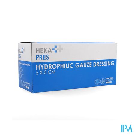 Hekapres Compr.gaze Hydroph.ster. 5x5cm 12pl 1x100