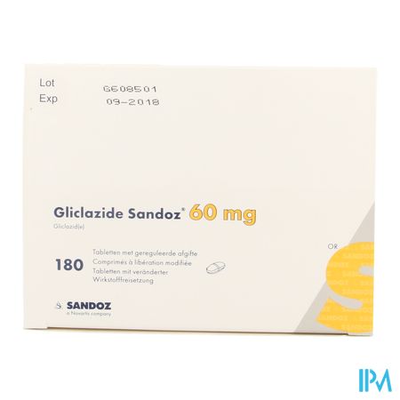 Gliclazide Sandoz 60mg Liber.modifiee Comp 180 1