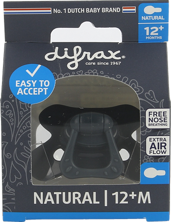 Difrax Sucette Natural 12m+ Uni/pure Bleu F./even. 1